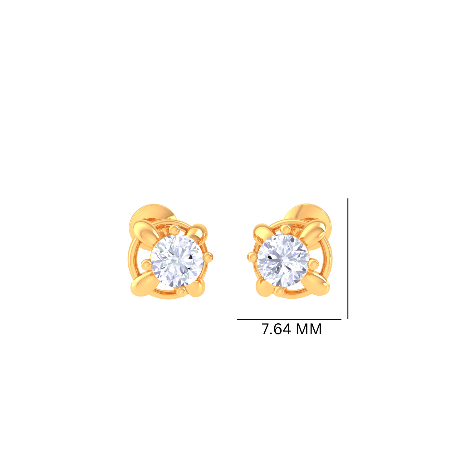 925 Silver Petal Round Stud Earrings