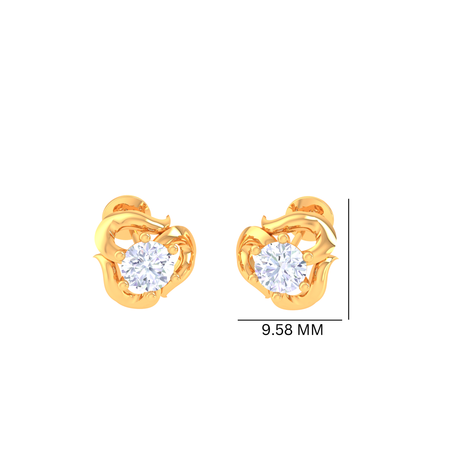 925 Silver Swirl Diamond Stud Earrings