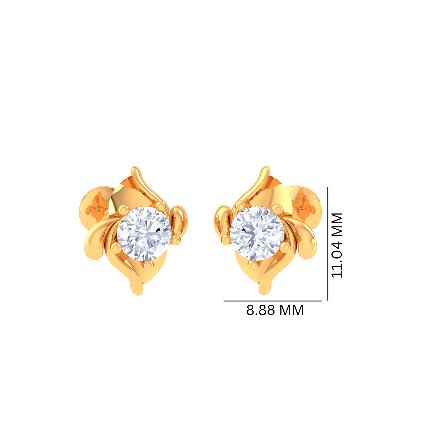 925 Silver Flame Curve Stud Earrings