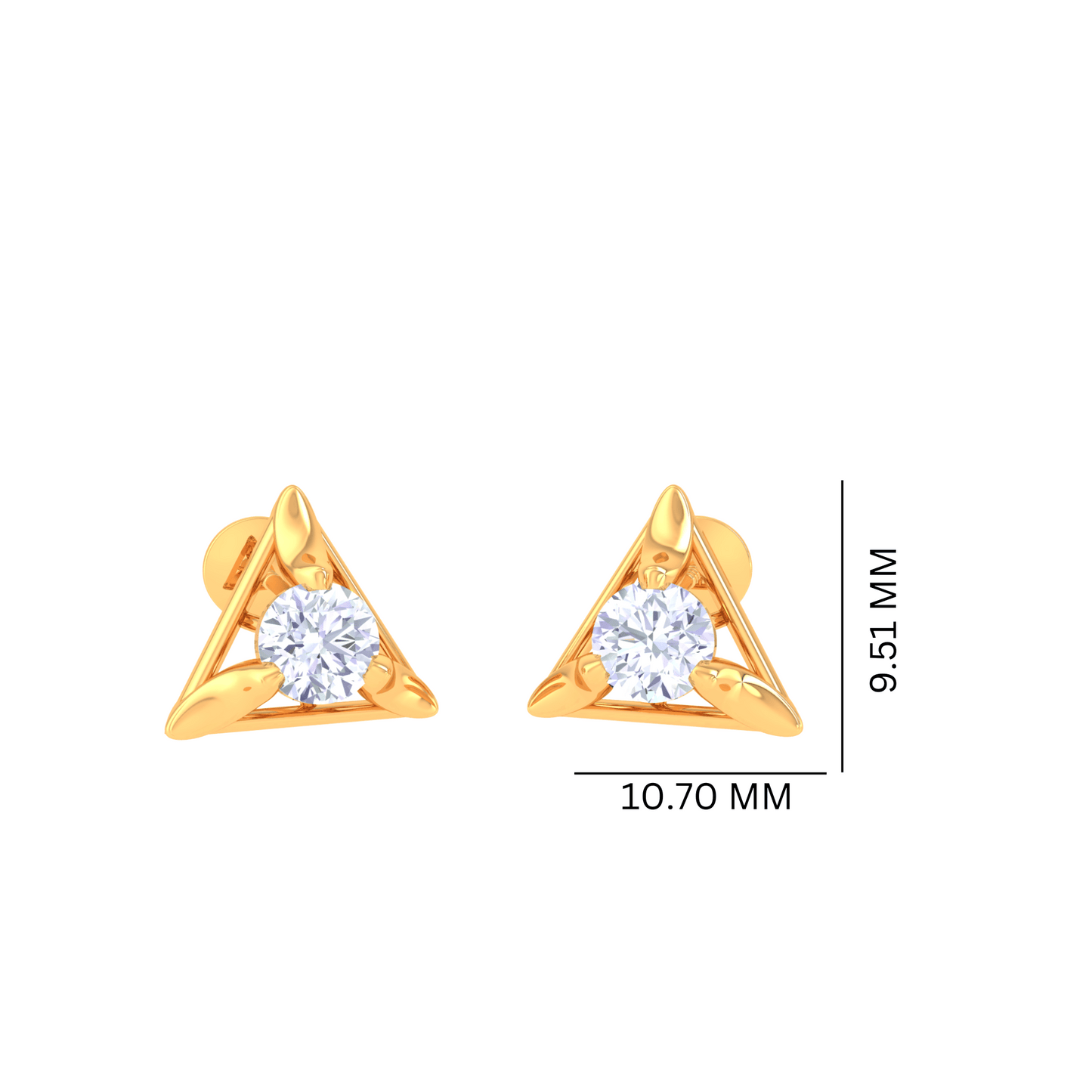 925 Silver Triangle Diamond Stud Earrings