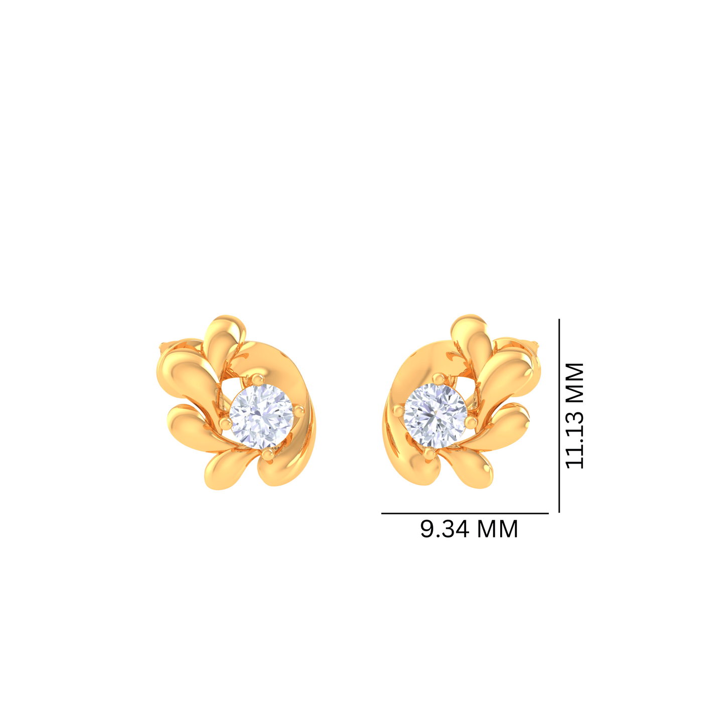 925 Silver Hexagon Diamond Stud Earrings