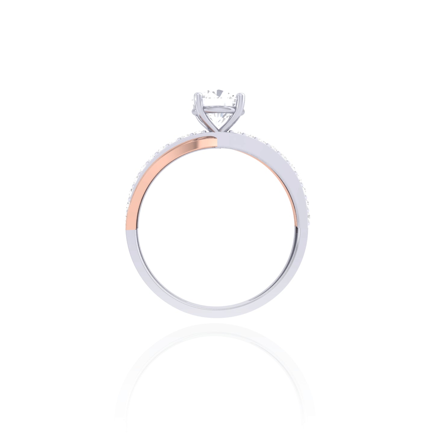 925 Silver Rose Gold Twist Diamond Ring