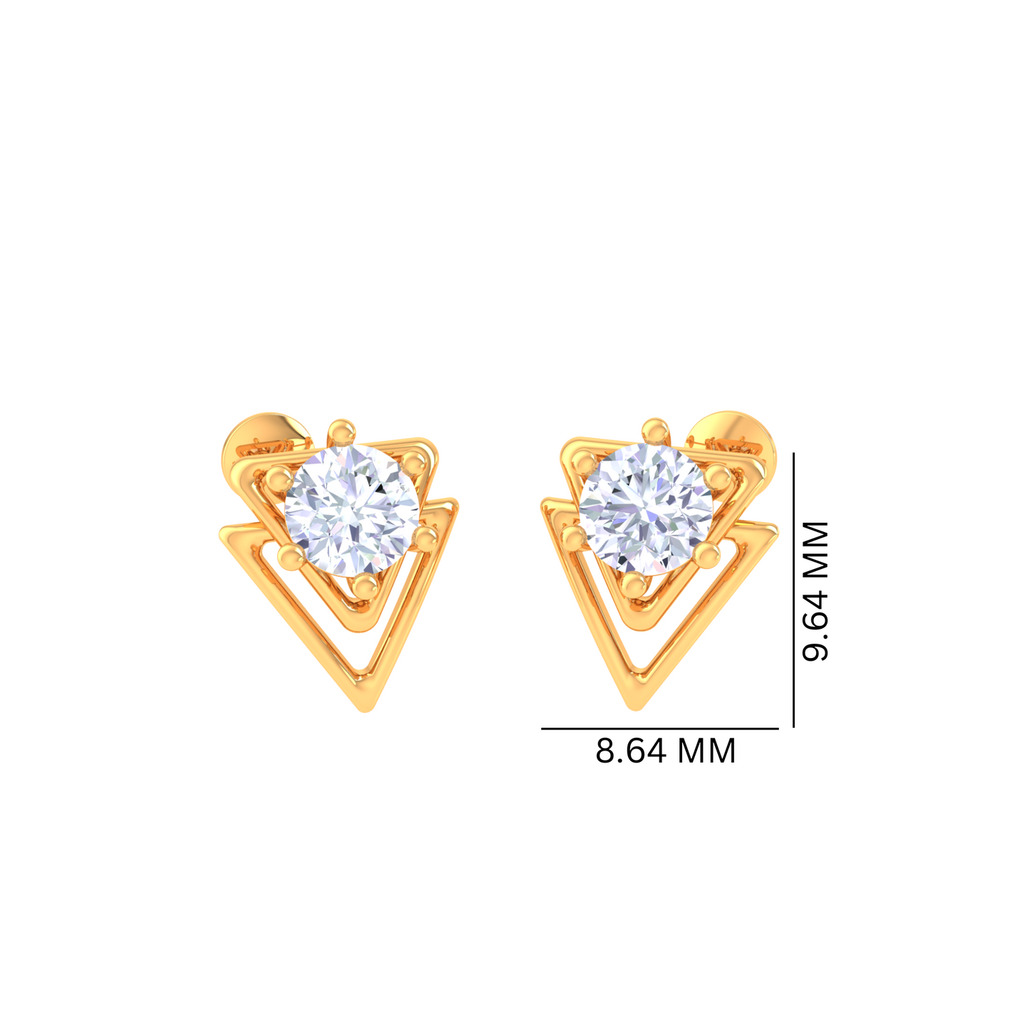 925 Silver Triangle Diamond Stud Earrings
