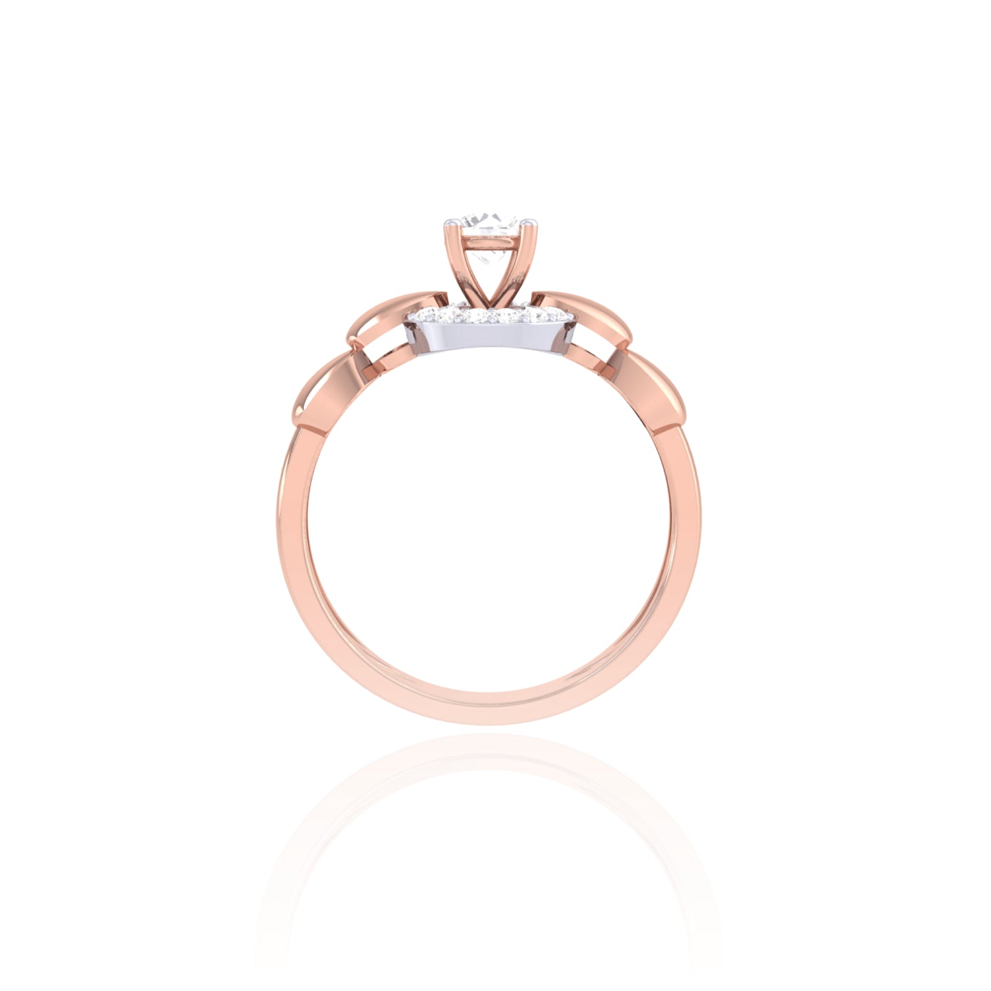 925 Silver Rose Gold Bow Diamond Ring