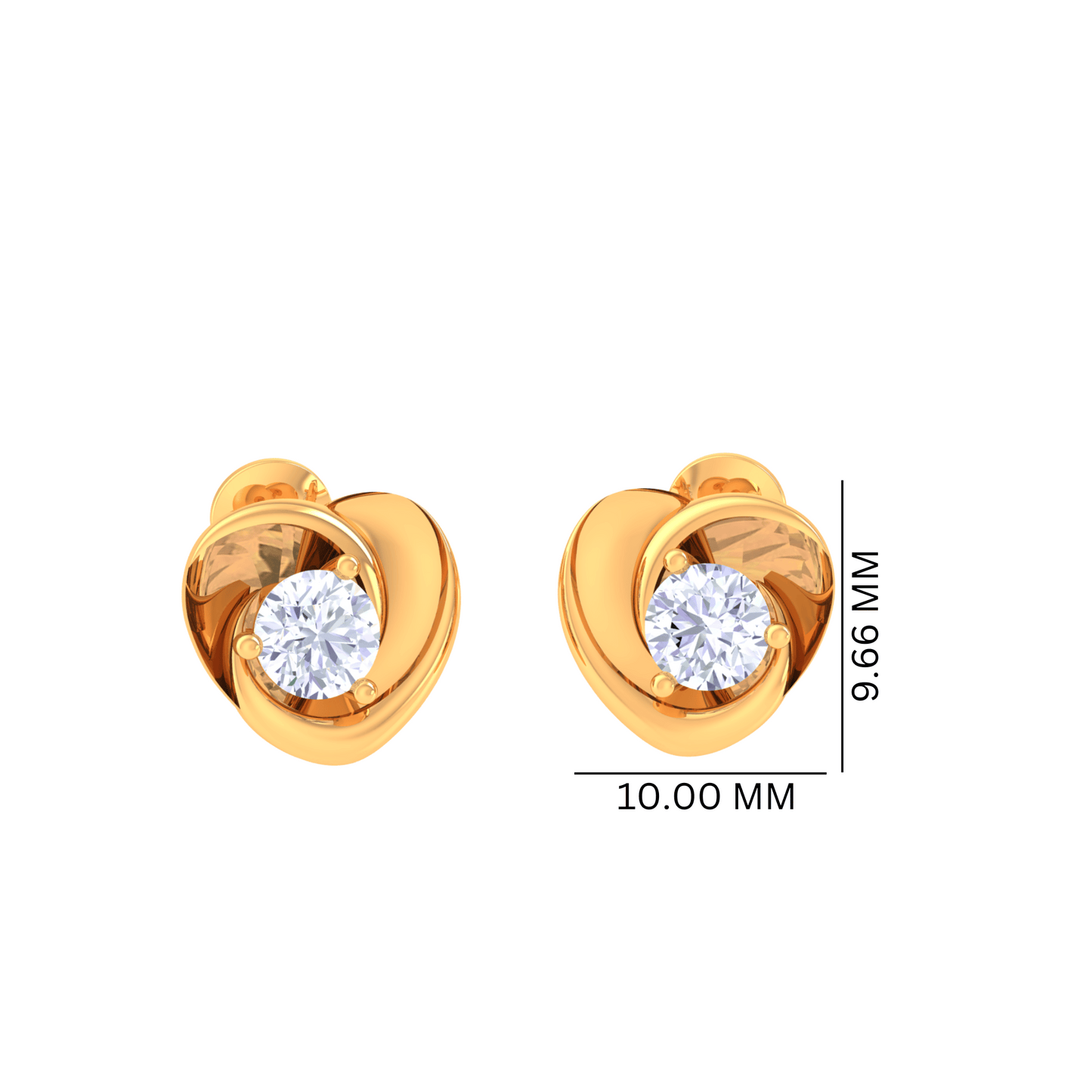 925 Silver Heart Diamond Stud Earrings