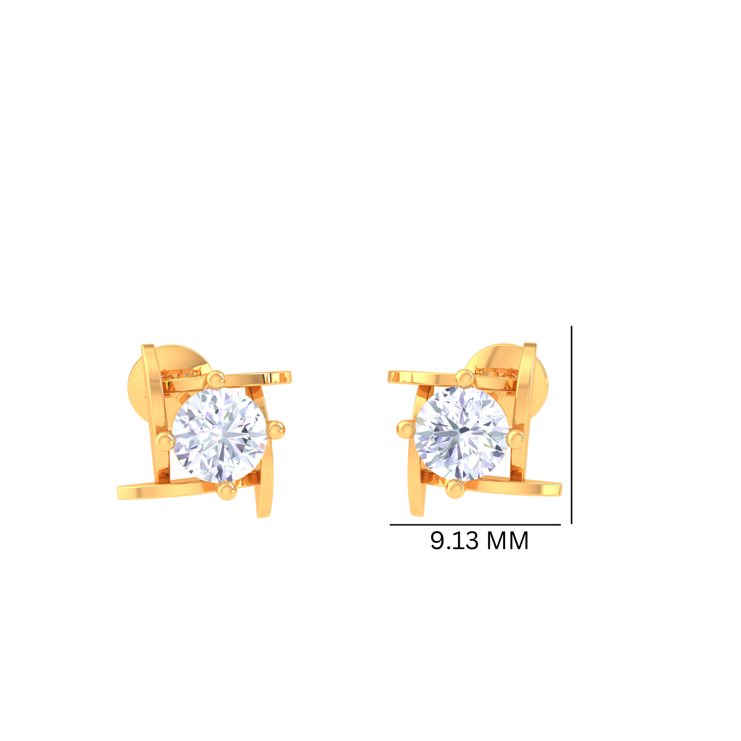 925 Silver Crossbar Diamond Stud Earrings