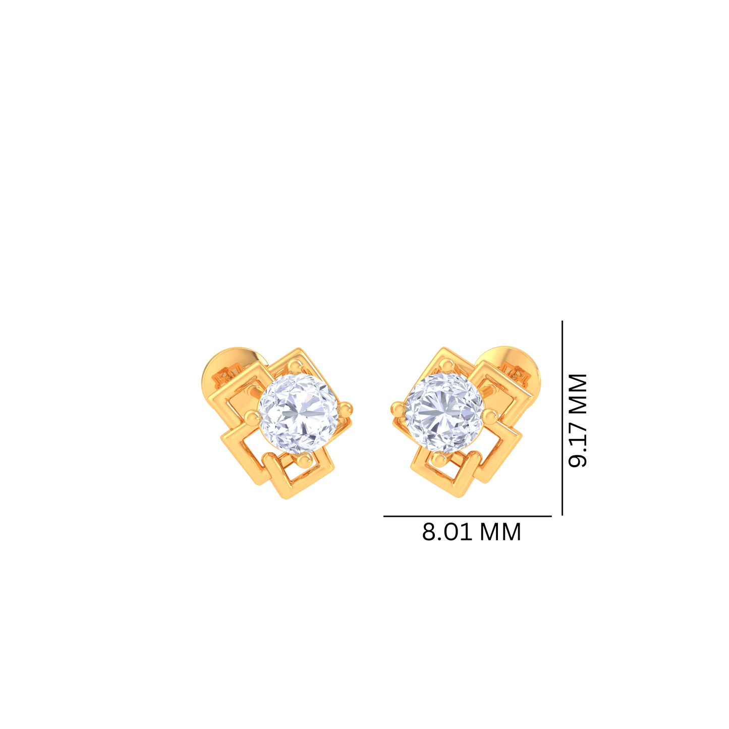 925 Silver Geometric Frame Stud Earrings