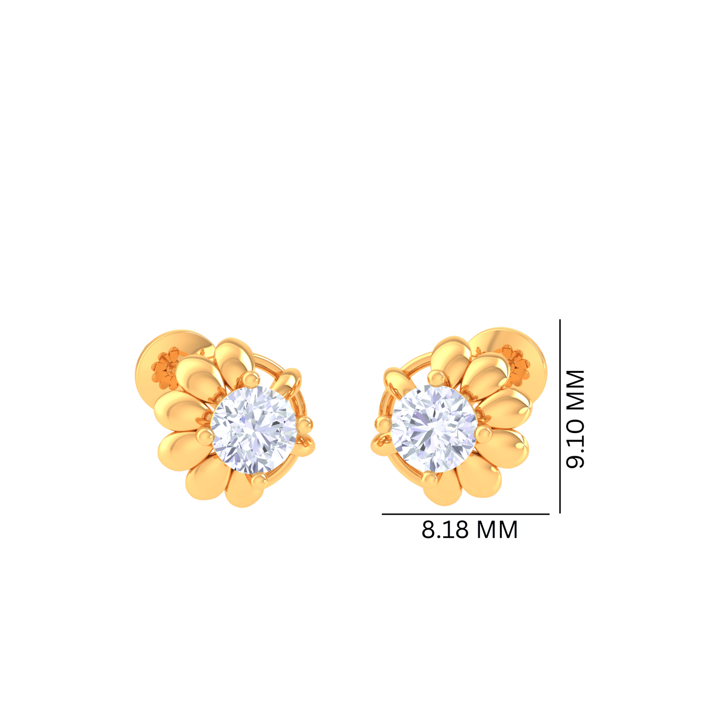 925 Silver Flower Diamond Stud Earrings