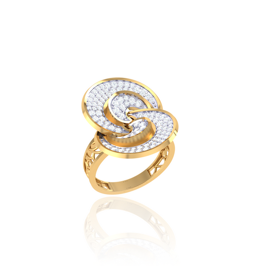 925 Silver Gold Spiral Diamond Ring