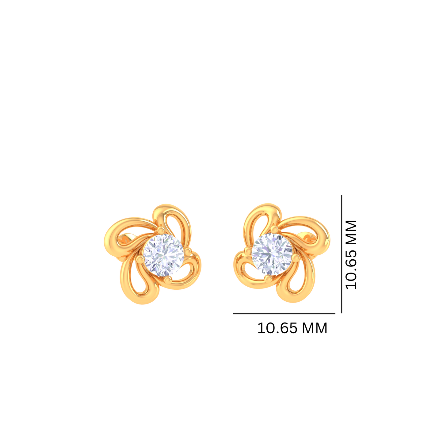 925 Silver Floral Rose Gold Diamond Earrings