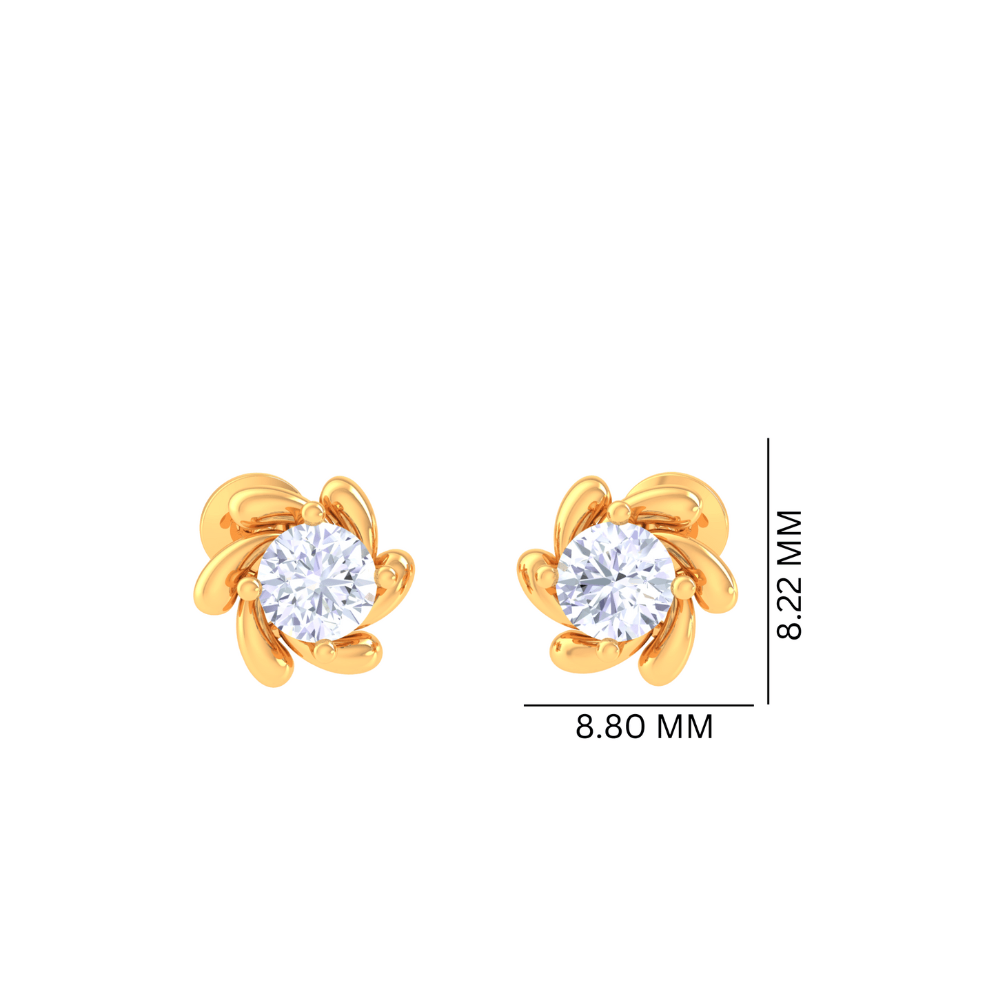 925 Silver Pinwheel Diamond Stud Earrings
