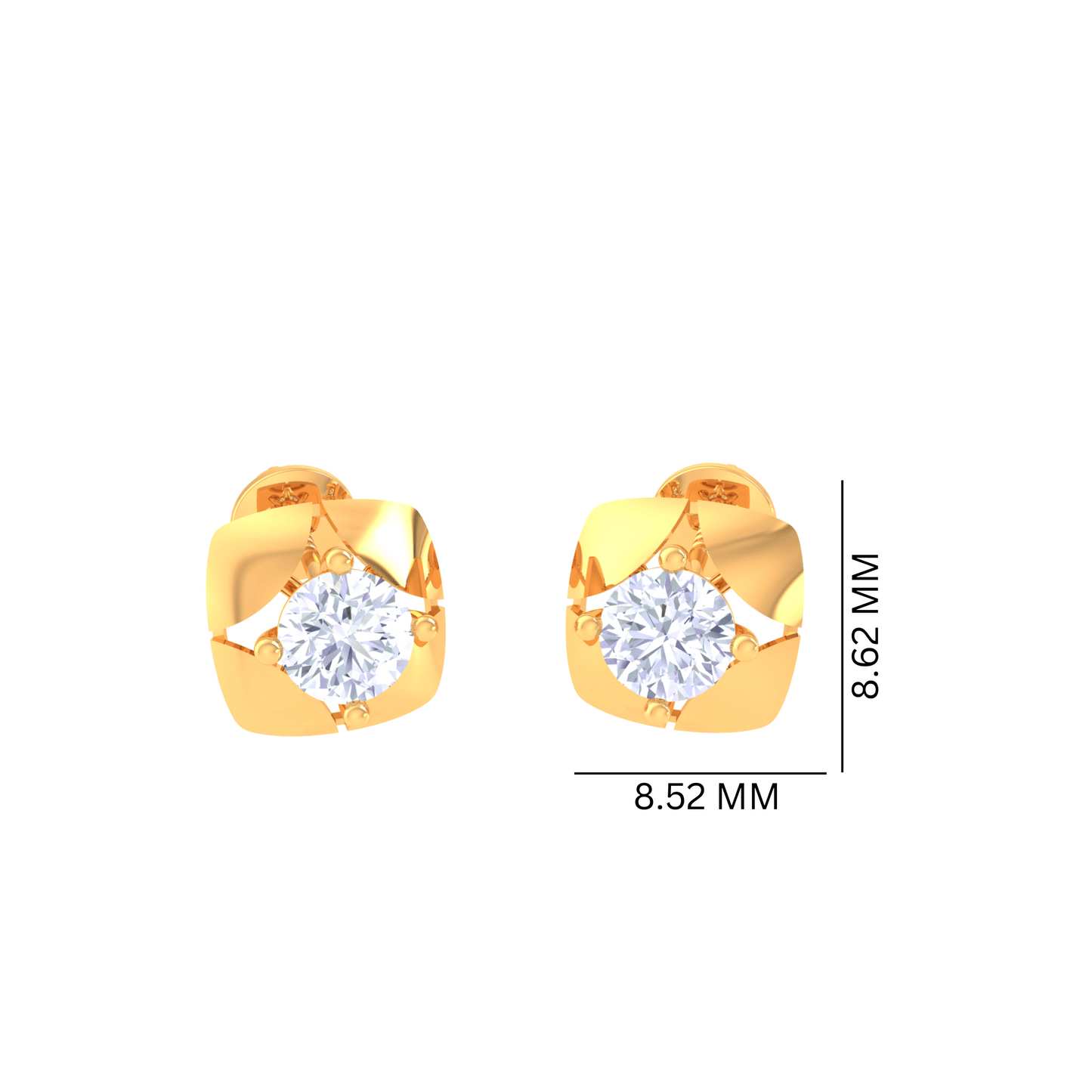 925 Silver Crescent Diamond Stud Earrings