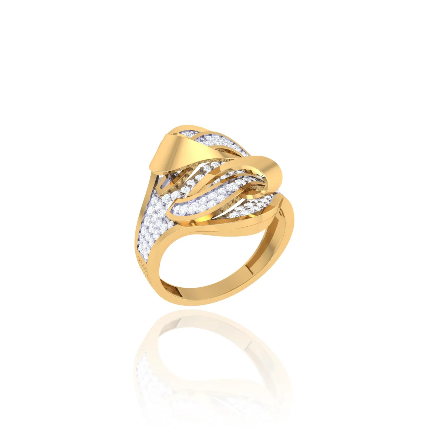 925 Silver Rose Gold Swirl Diamond Ring