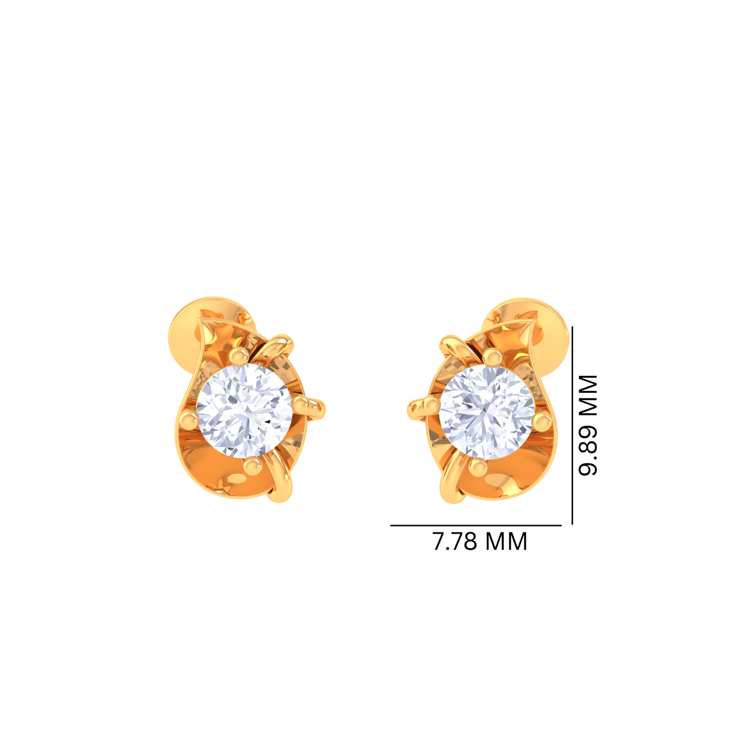 925 Silver Leaf Diamond Stud Earrings
