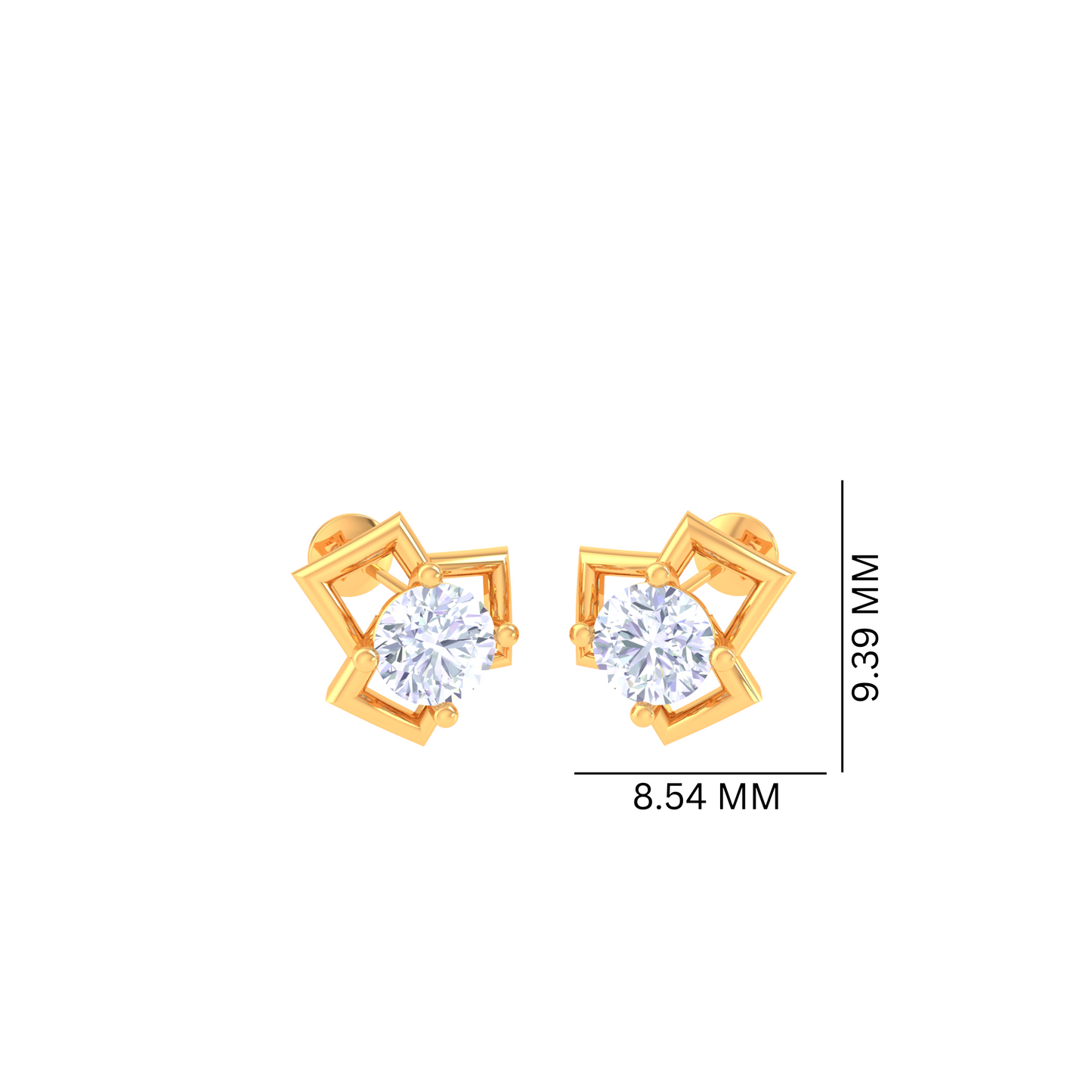 925 Silver Geometric Diamond Stud Earrings