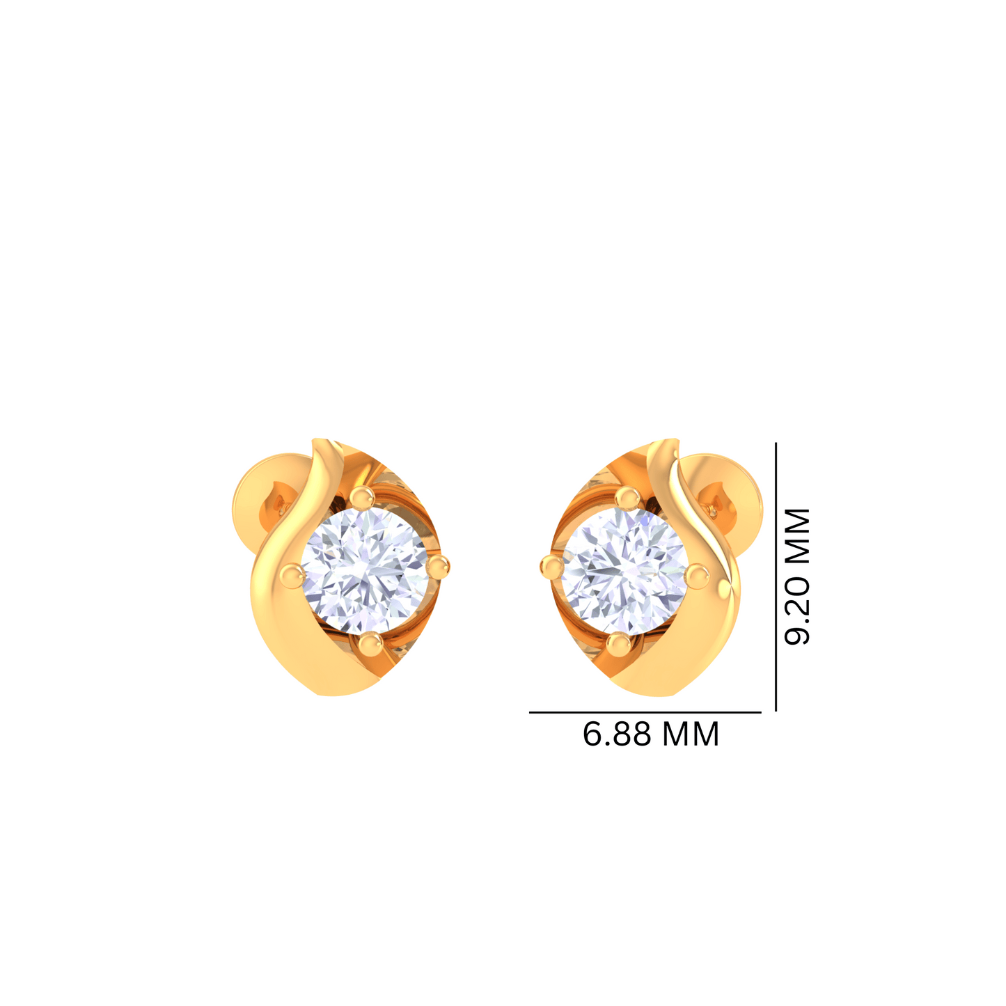 925 Silver Wave Diamond Stud Earrings