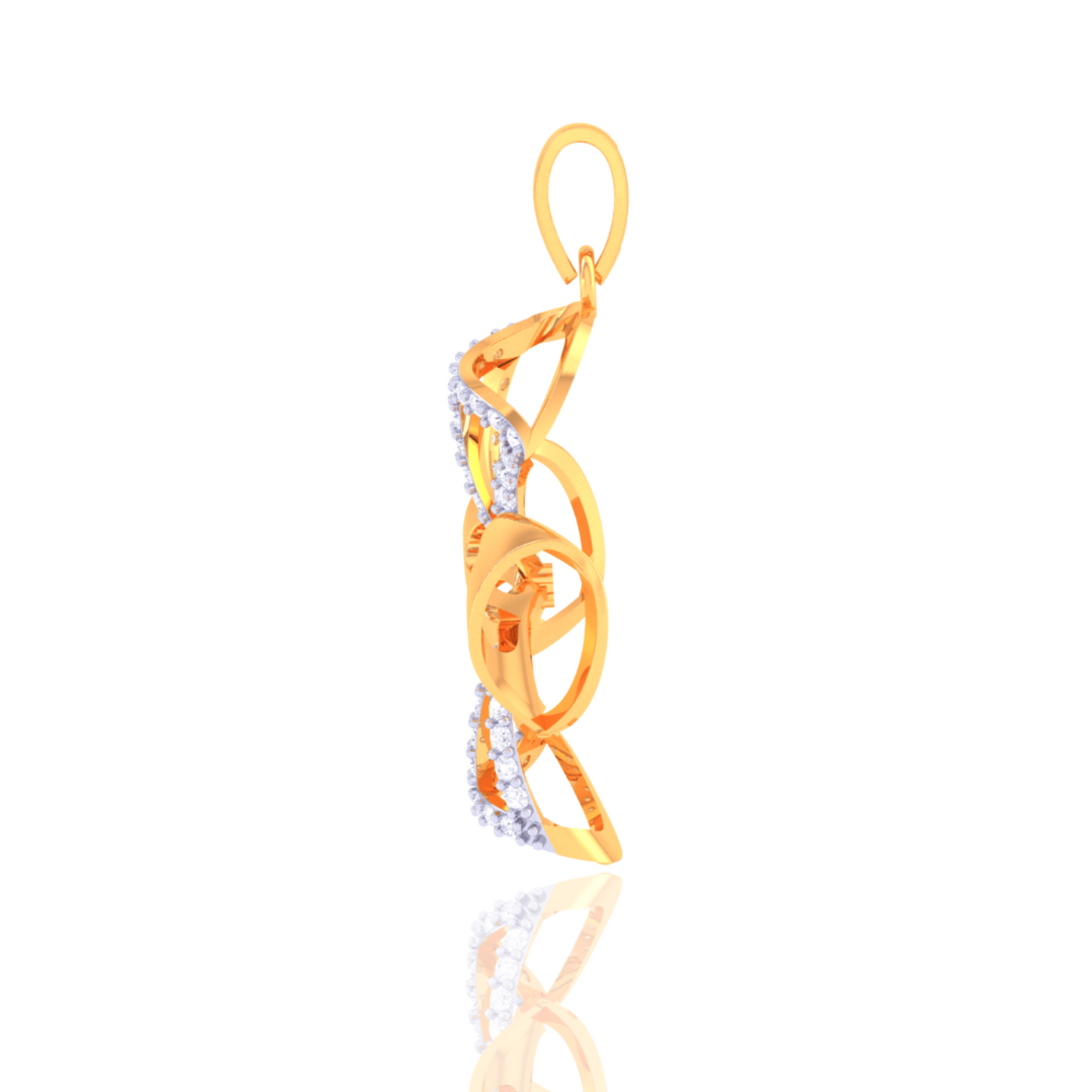 925 Silver Pinwheel Rose Gold Diamond Pendant