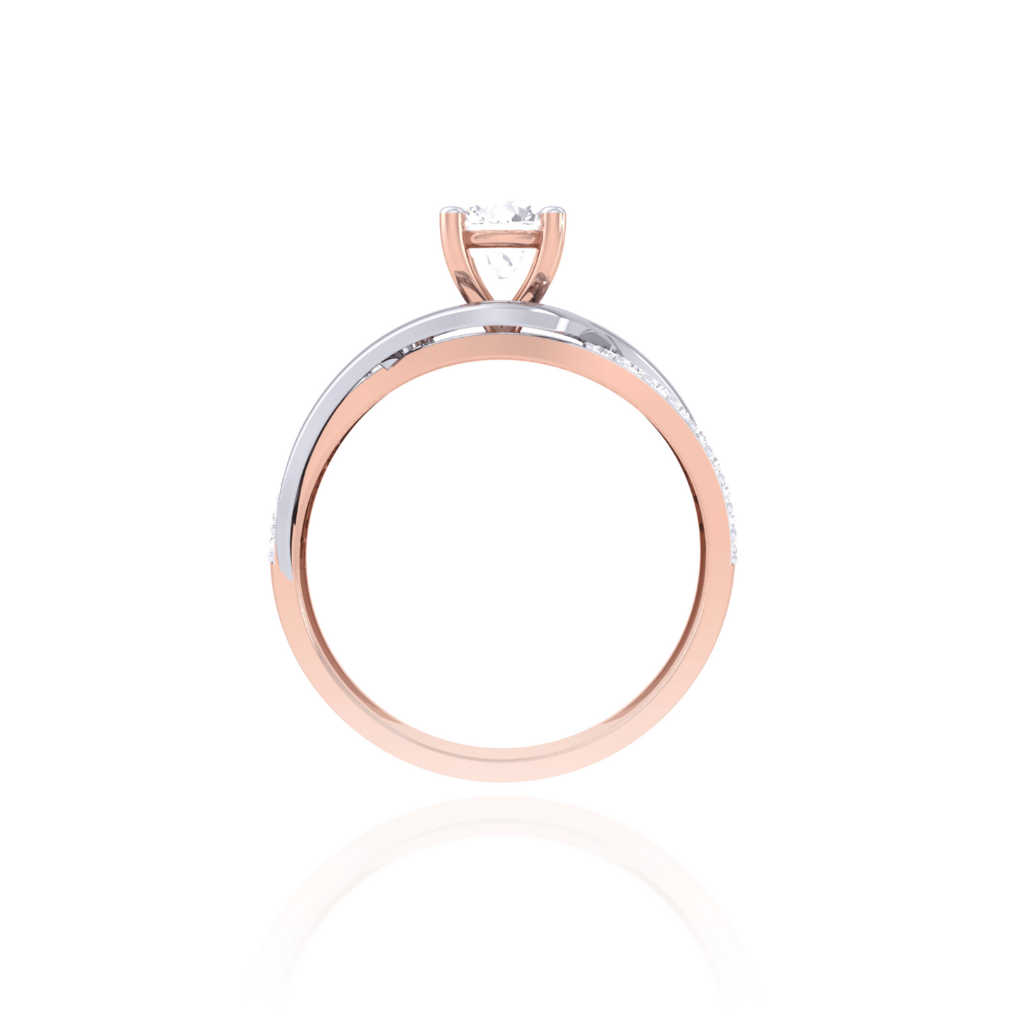 925 Silver Two-Tone Diamond Solitaire Engagement Ring