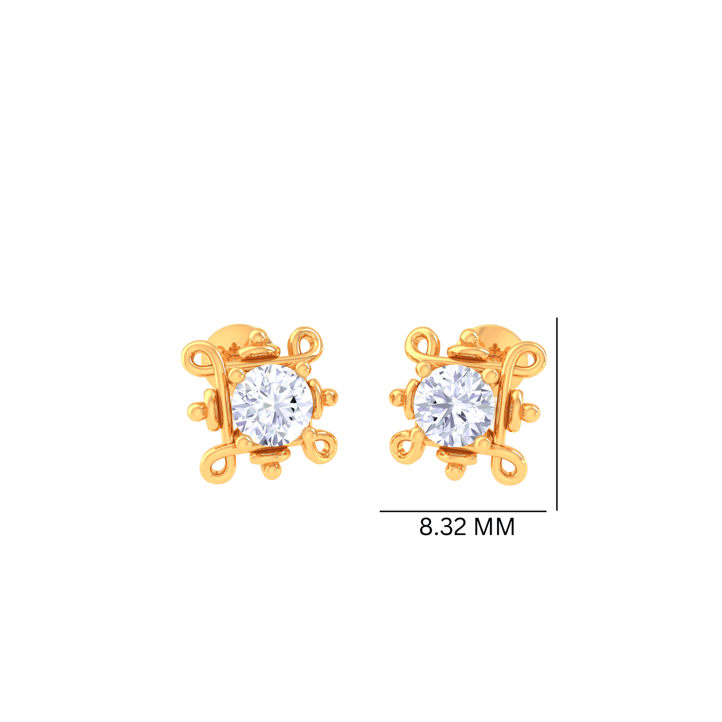 925 Silver Oval Diamond Stud Earrings