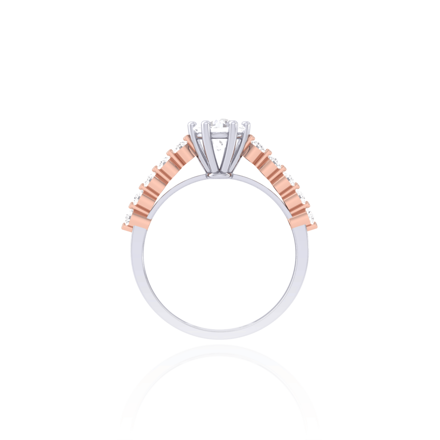 925 Silver Two-Tone Diamond Solitaire Engagement Ring