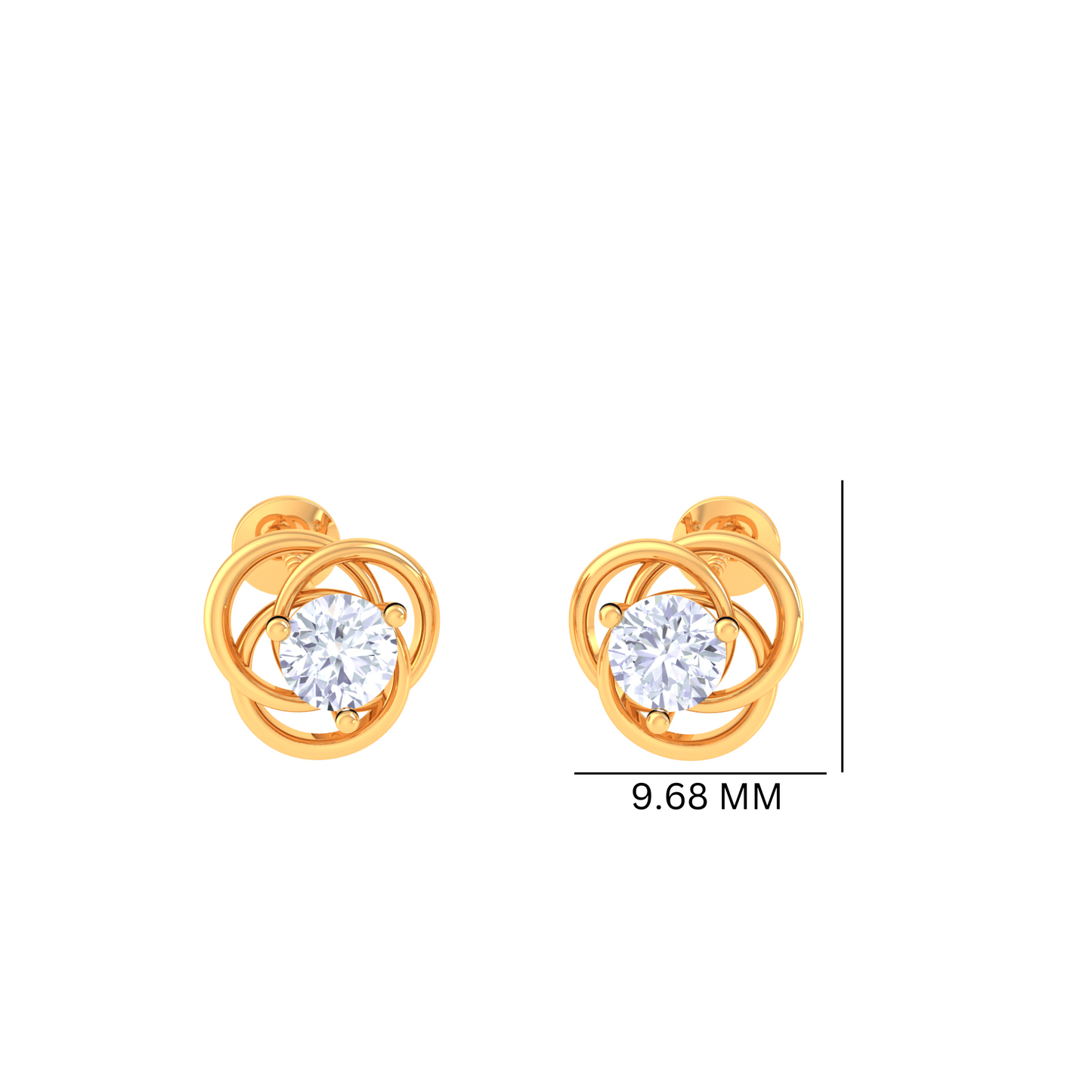 925 Silver Knot Diamond Stud Earrings
