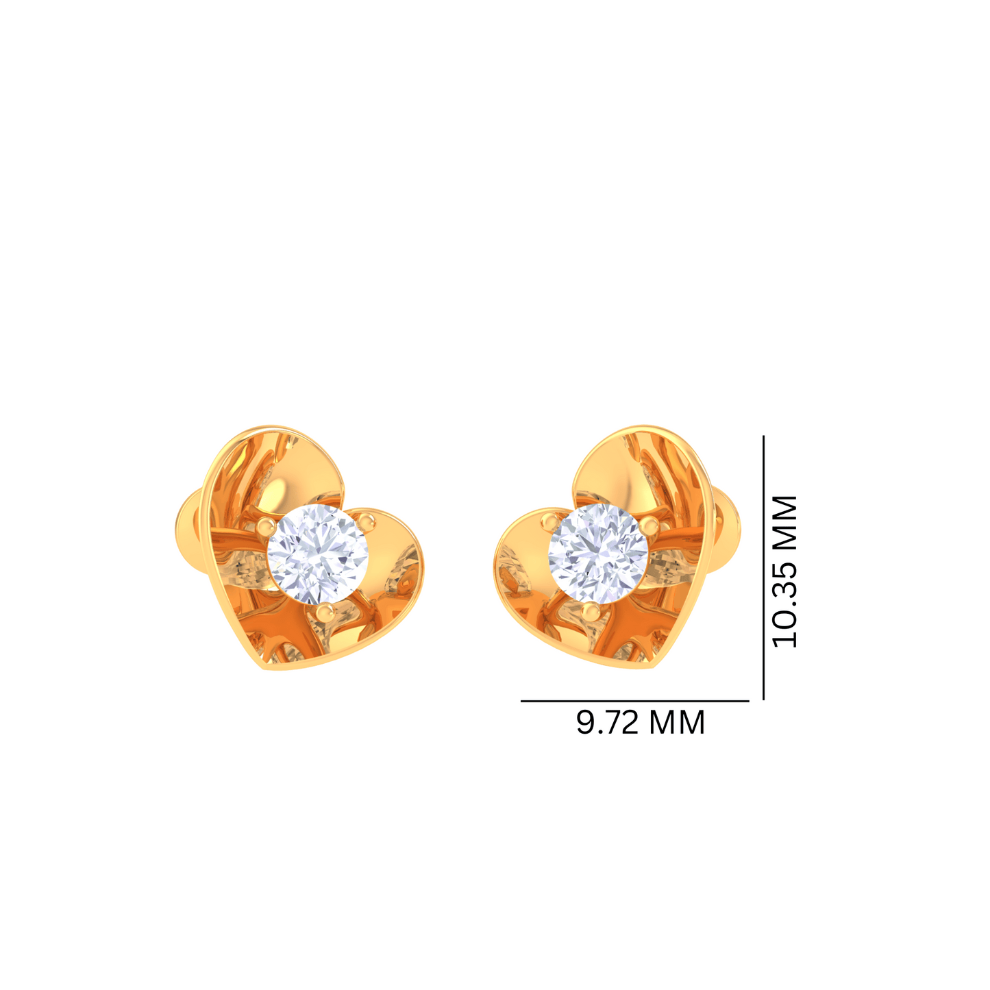 925 Silver Heart Sparkle Stud Earrings