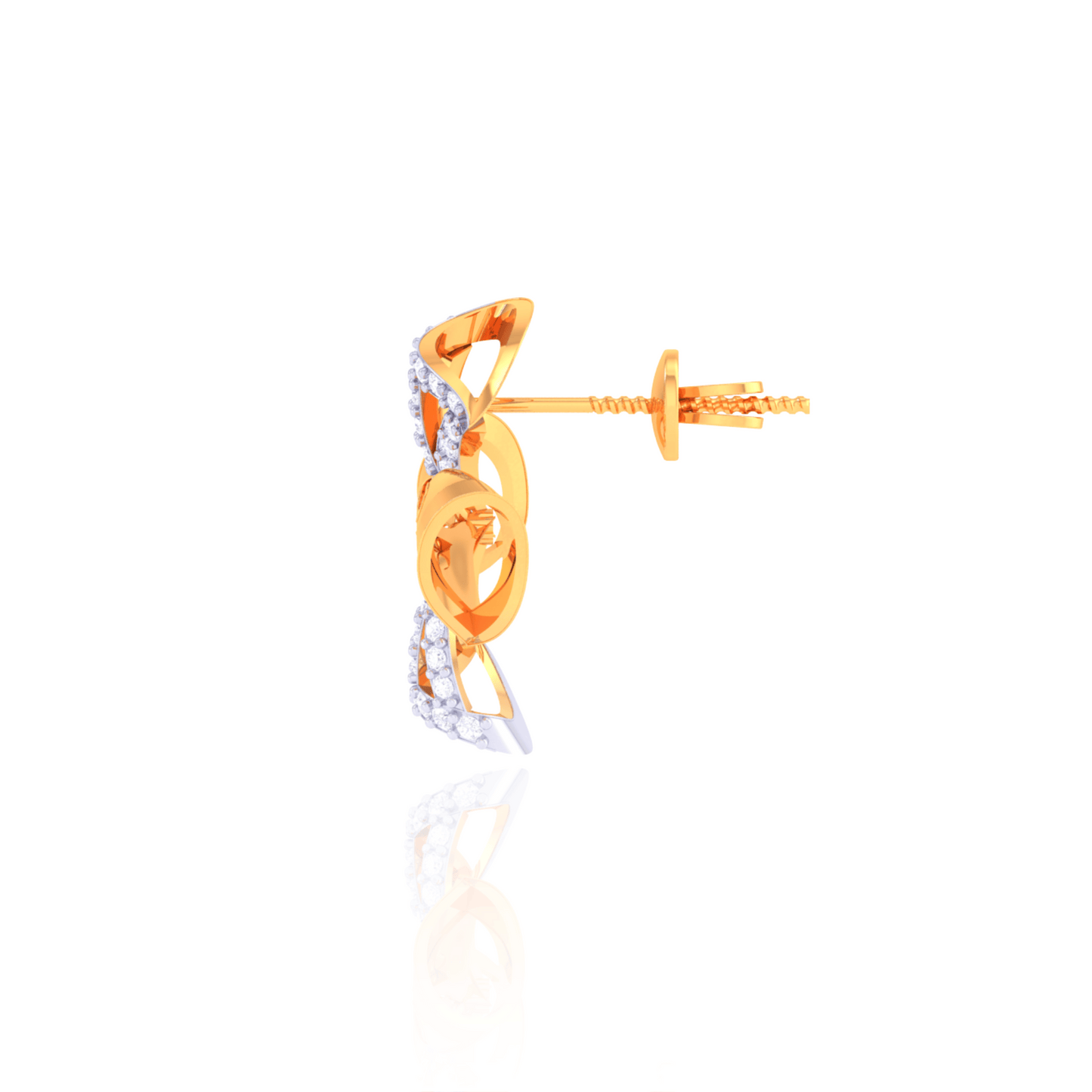 925 Silver Rose Gold Pave Diamond Bow Earrings