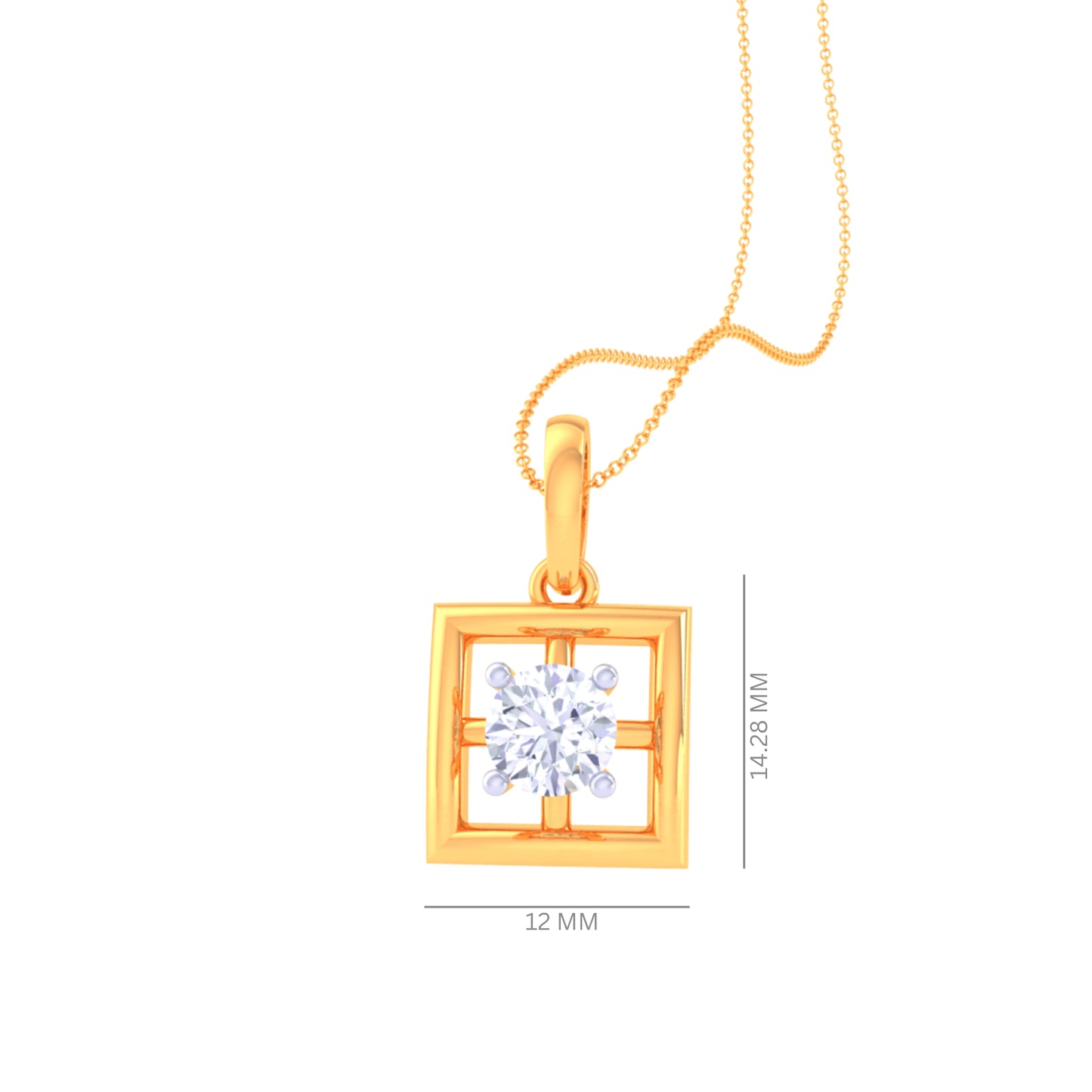 925 Silver Square-Shaped Diamond Pendant