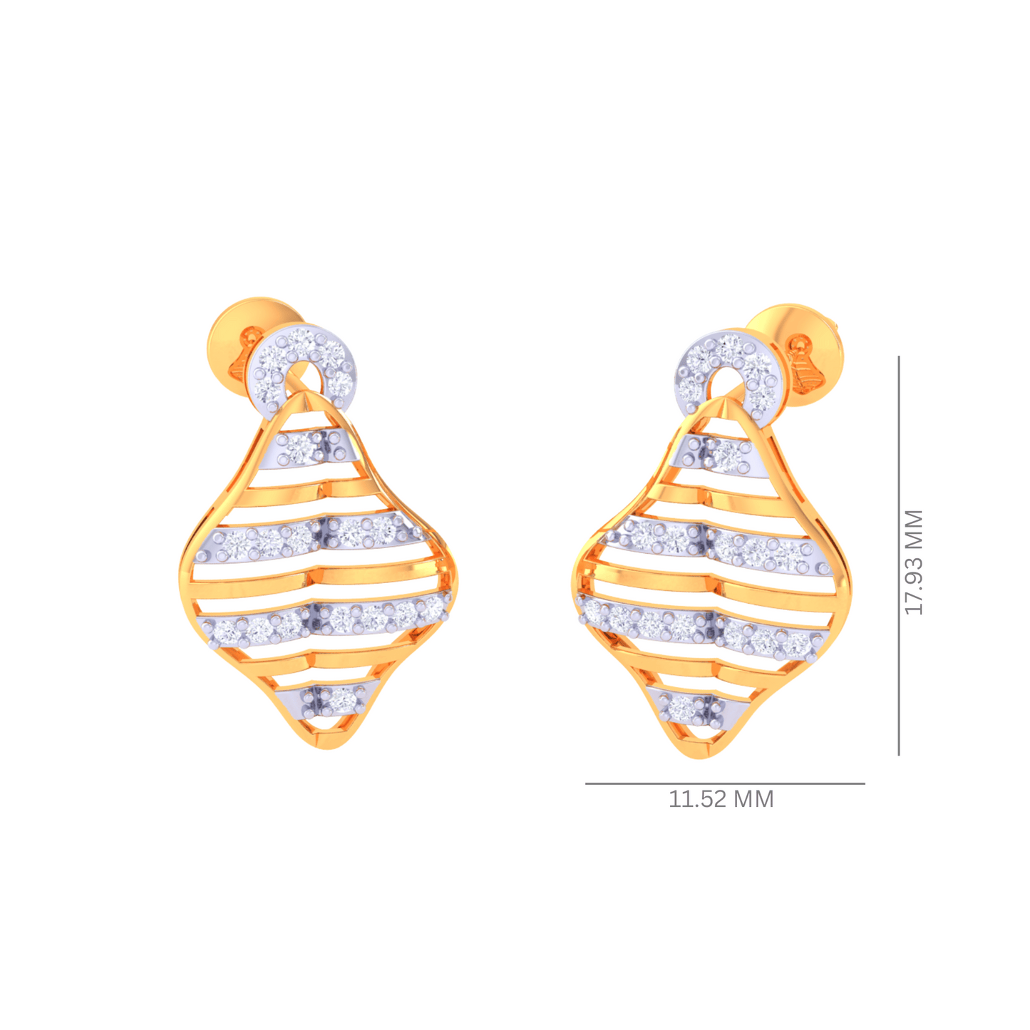 925 Silver Rose Gold Pave Diamond Drop Earrings
