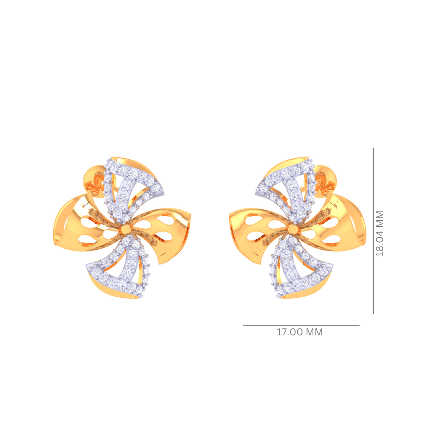 925 Silver Rose Gold Pave Diamond Bow Earrings