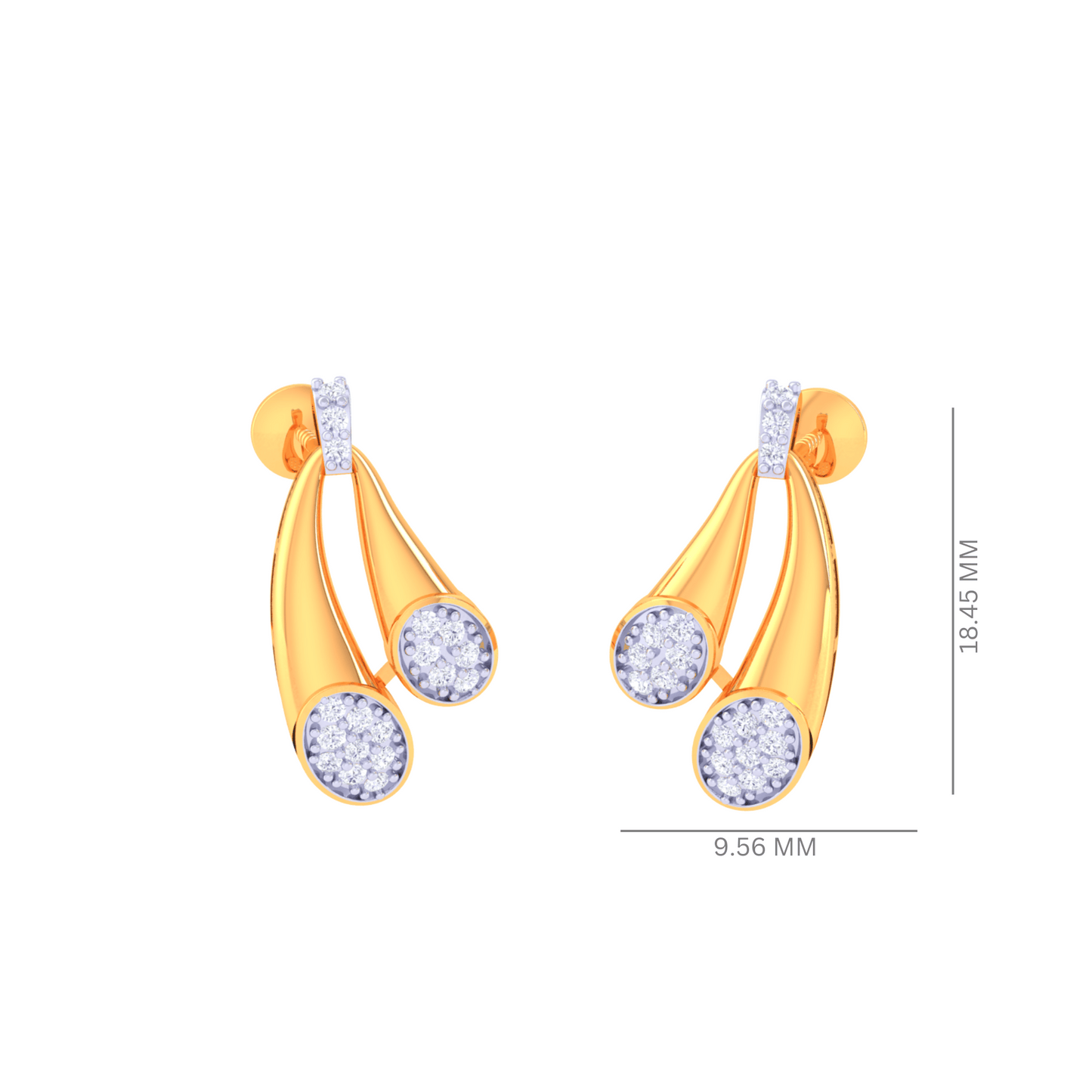 925 Silver Rose Gold Pave Diamond Cluster Earrings