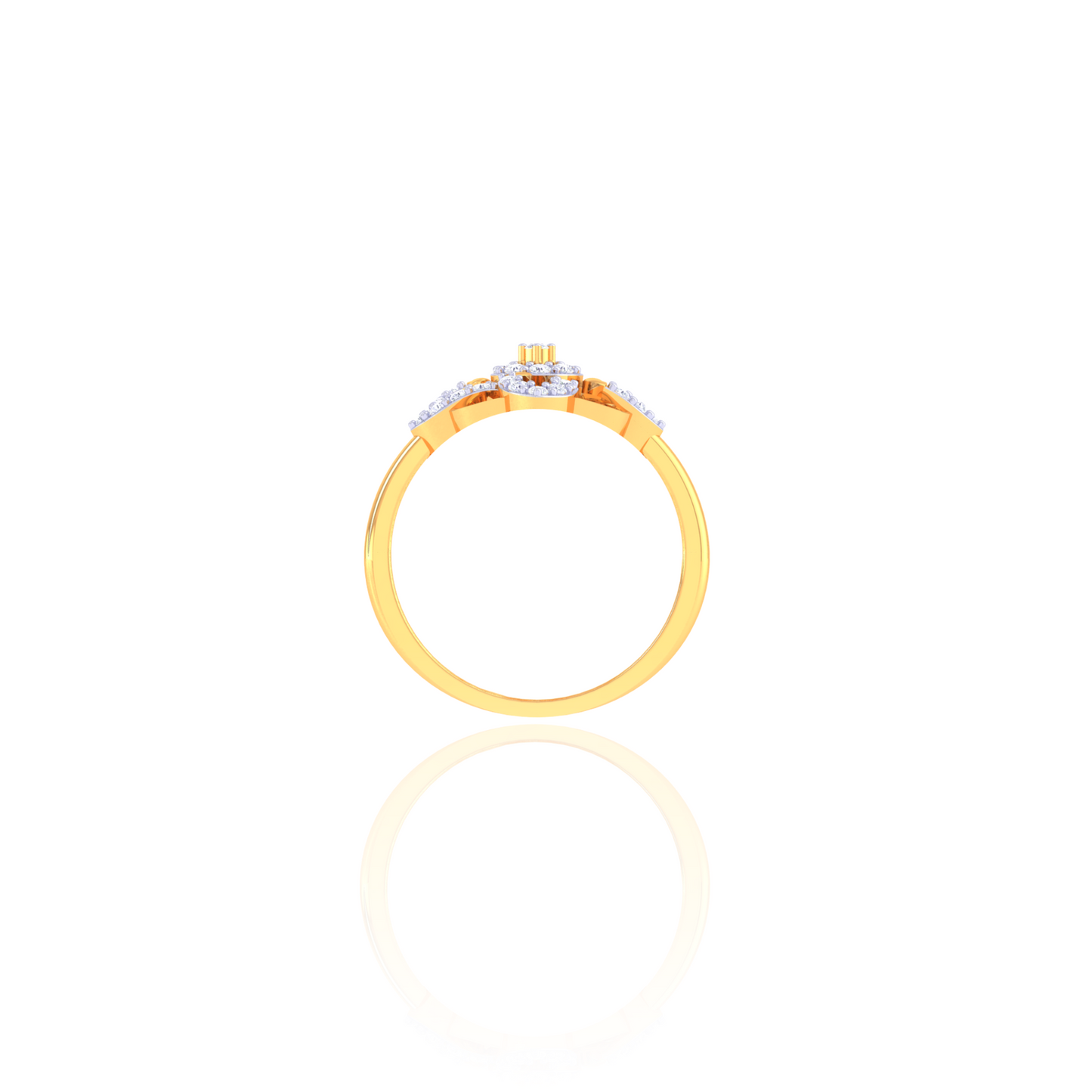 925 Silver Rose Gold Swirl Diamond Ring