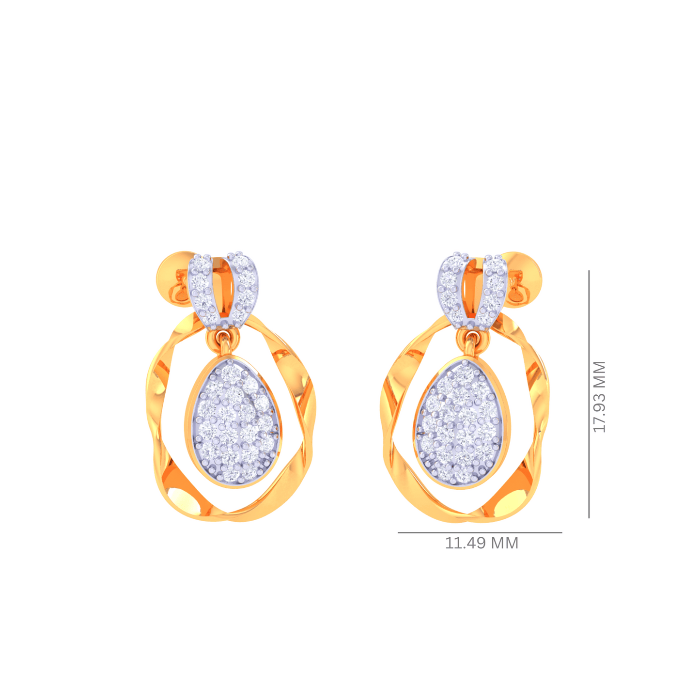 925 Silver Rose Gold Pave Diamond Teardrop Earrings