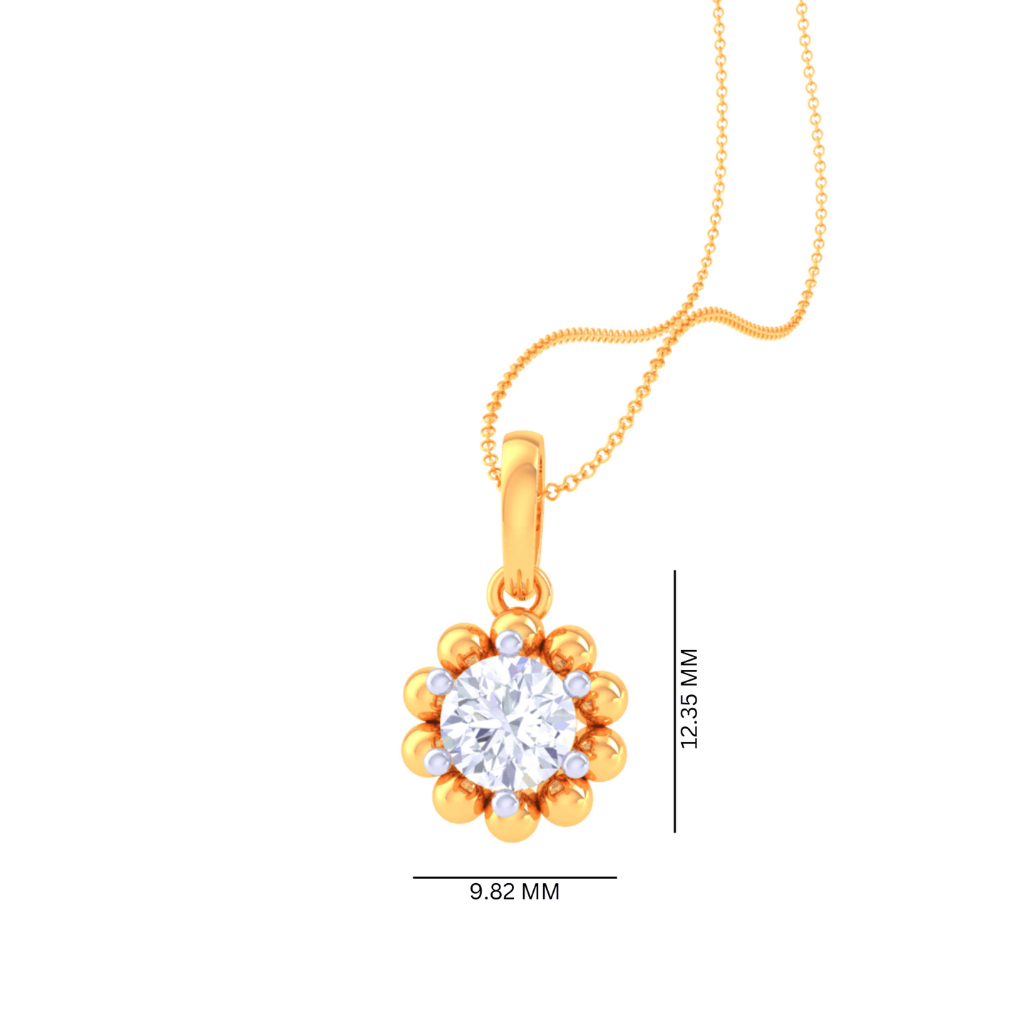 925 Silver Rose Gold Diamond Solitaire Necklace