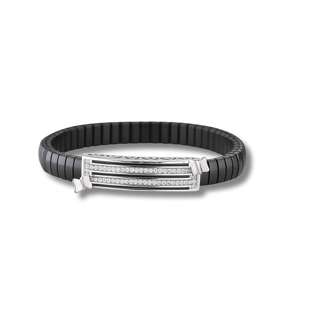 925 Silver Rose Gold Bar Diamond Bracelet