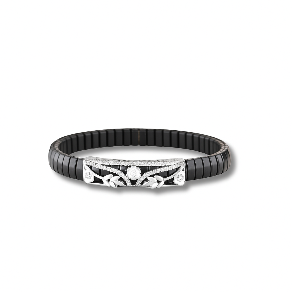 925 Silver Rose Gold Floral Diamond Bracelet