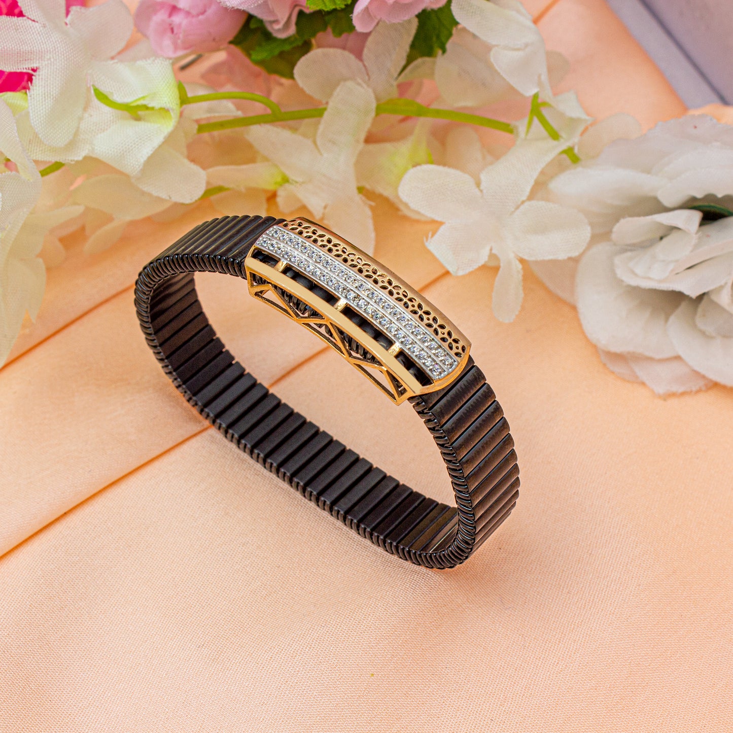 925 Silver Floral Bracelet with Diamond