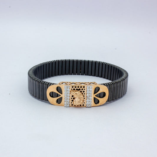 925 Silver Floral Lion Bracelet with Diamond