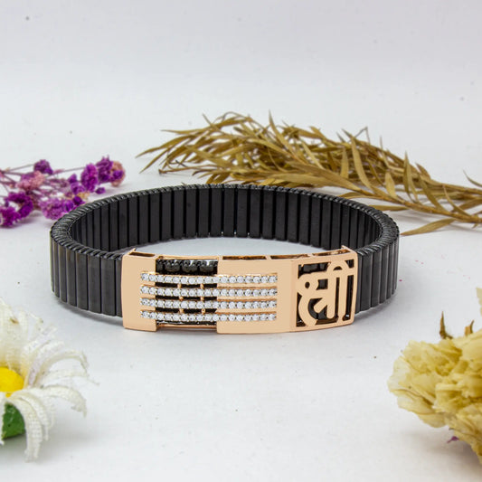 925 Silver Rectangular Shri Bracelet with Diamond