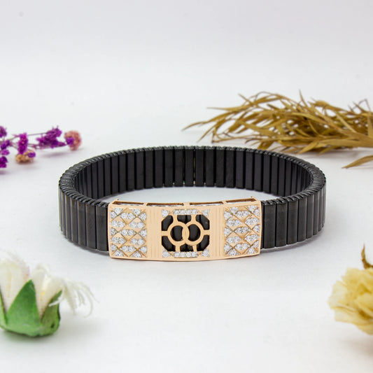 925 Silver Crescent Bracelet with Diamond