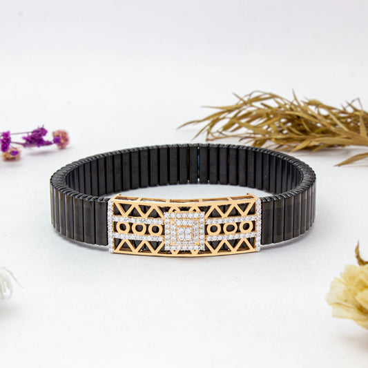 925 Silver Wave Bracelet with Diamond