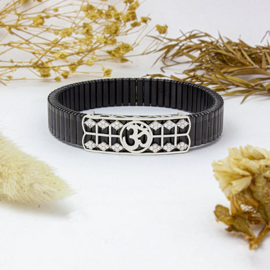 925 Silver Om Bracelet with Gem