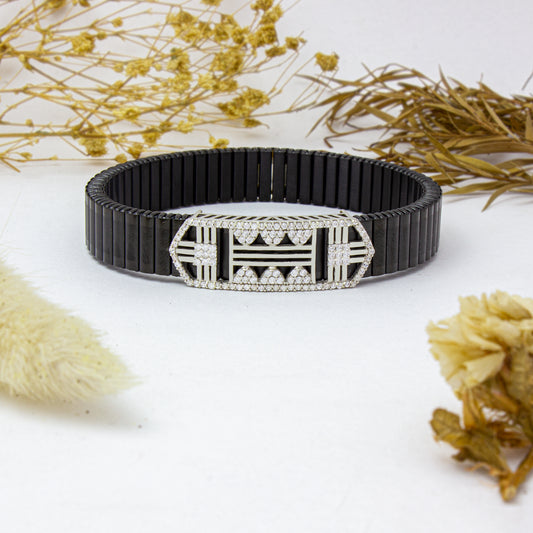 925 Silver Cross Bracelet with Gemstone