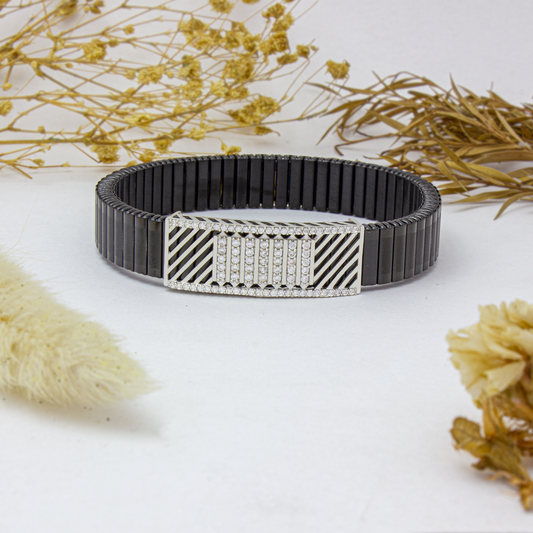 925 Silver Diamond Bracelet with Gemstone