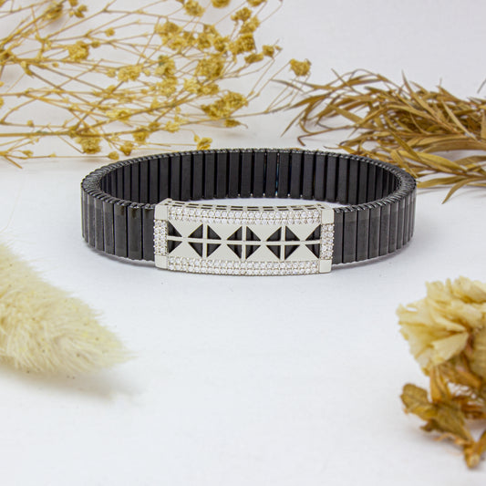 925 Silver Square Gemstone Bracelet