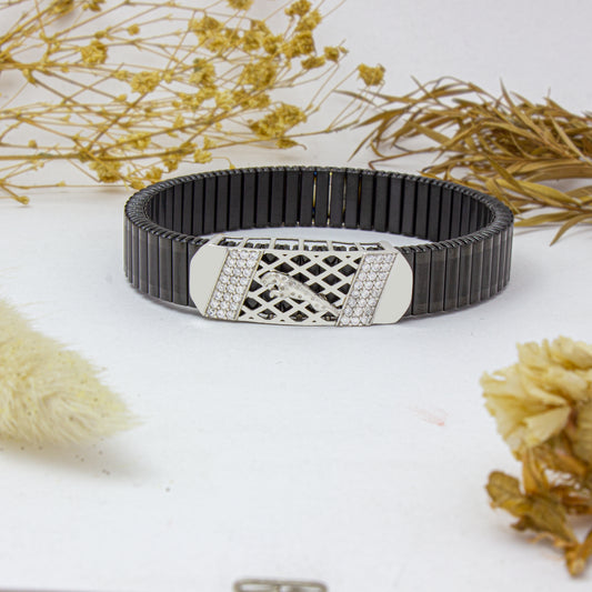 925 Silver Triangle Bracelet with Diamond