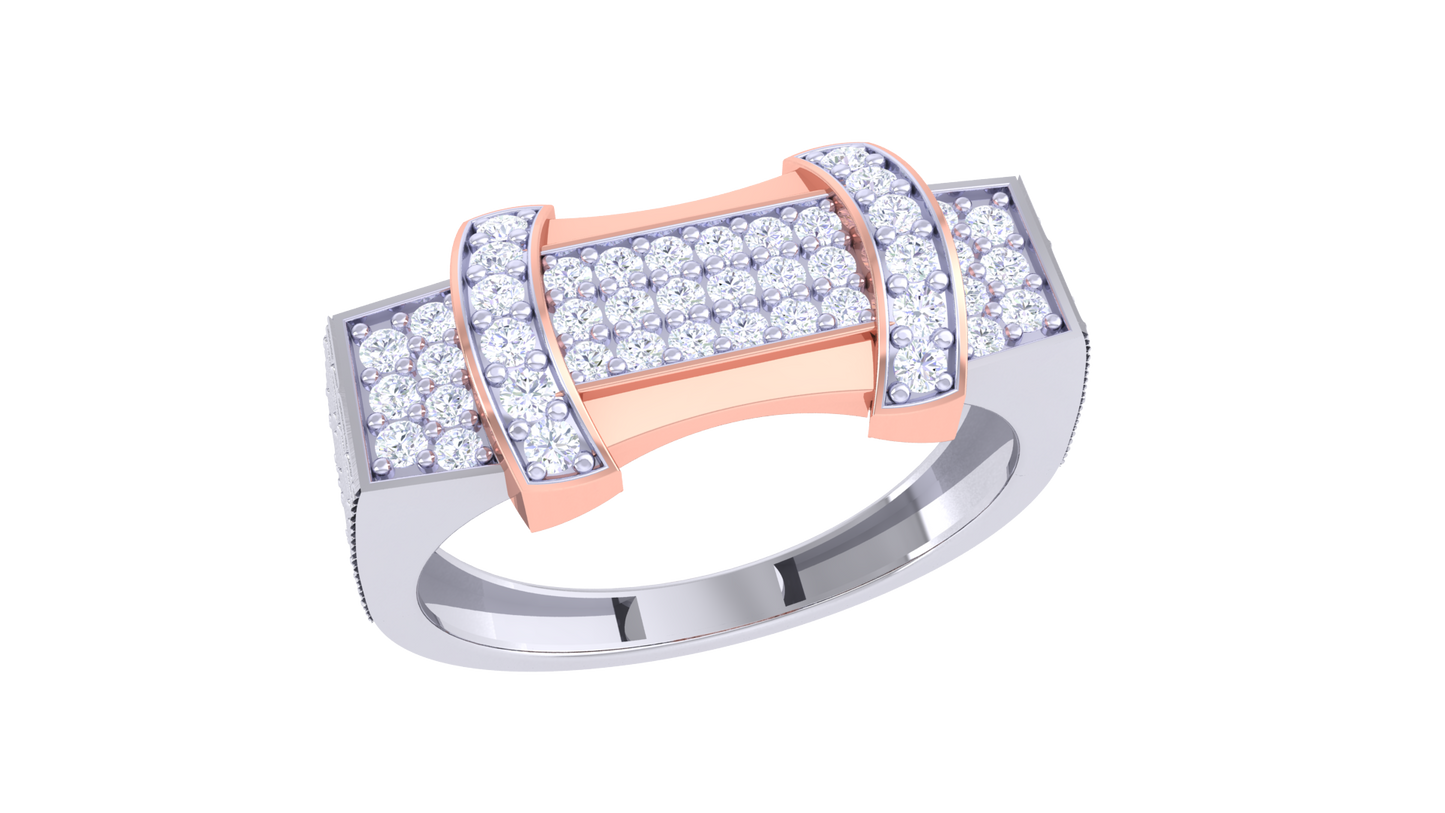 925 Sliver Two-Tone Pave Diamond Statement Ring