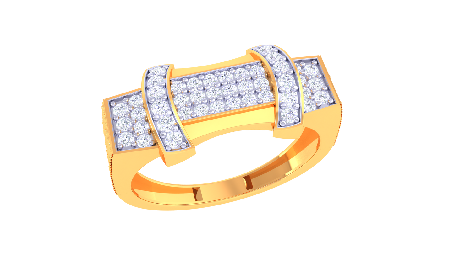 925 Sliver Two-Tone Pave Diamond Statement Ring