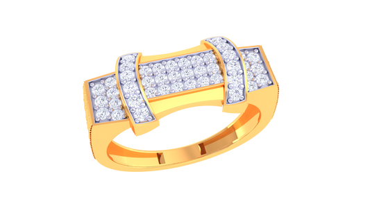 925 Sliver Two-Tone Pave Diamond Statement Ring