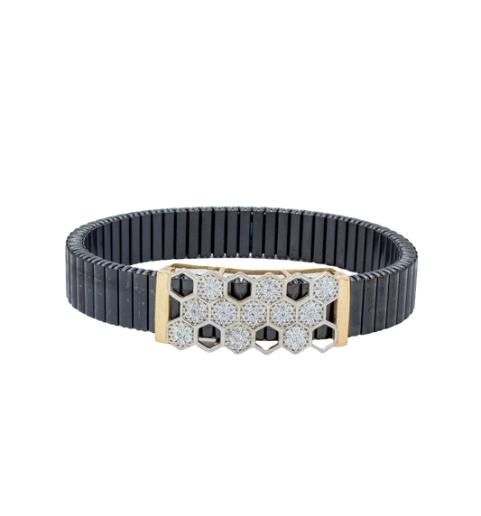 925 Silver Honeycomb Bracelet with Diamond